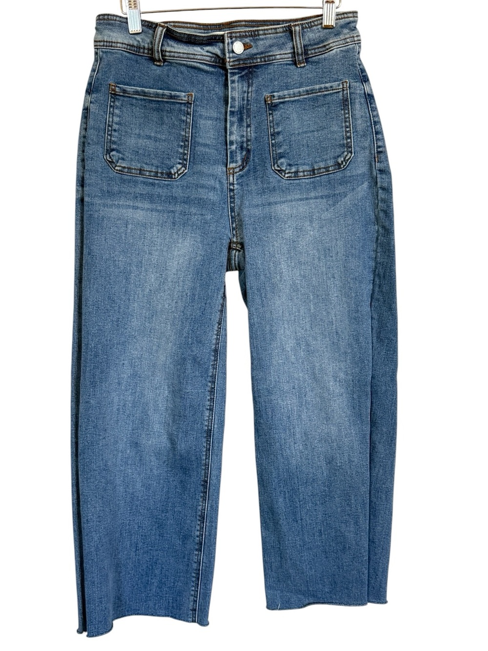 OAT New York High Rise Wide Leg Crop Jeans Utility Patch Pocket Women’s Size 29